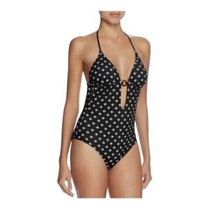 Tory Burch Black Kingfish Plunge One piece Swimsuit In Black Size XS